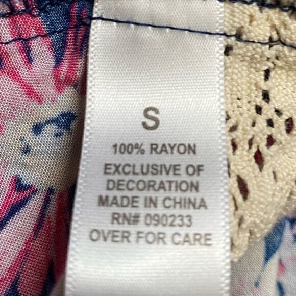 Roxy Floral Strapless Dress Blue Multicolor Elastic Stretchy Top Womens Sz Small - Picture 7 of 7